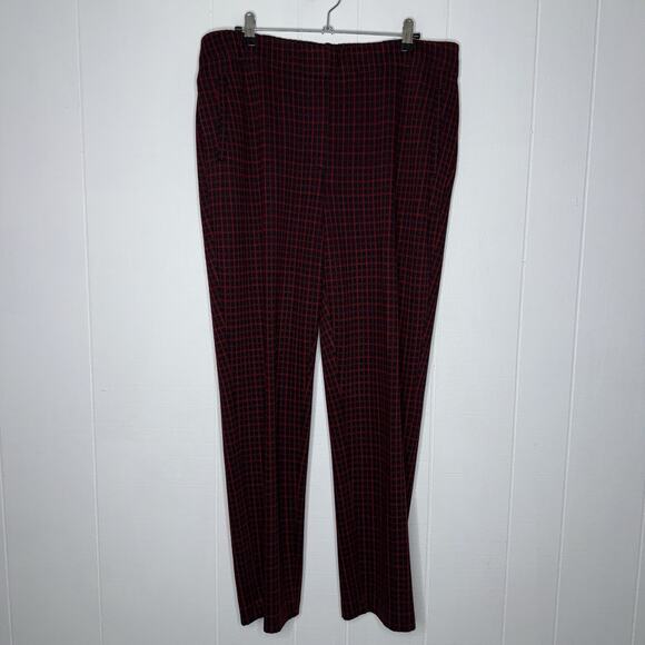 J. Jill Pants - J. Jill Women’s Ponte Slim Leg Plaid Pants Red Black Size Large